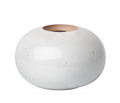 Weiße Fritz Hansen Vase aus Keramik, runde Form, modernes Design für Wohnzimmer Dekoration.